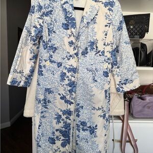 LOFT Blue Floral Women's Trench Coat